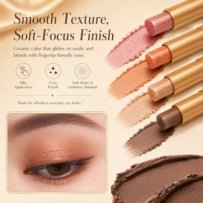3 in 1 Easy Eyeshadow Stick for Beginners Waterproof Longwear Shimmer Makeup Set