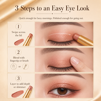 3 in 1 Easy Eyeshadow Stick for Beginners Waterproof Longwear Shimmer Makeup Set