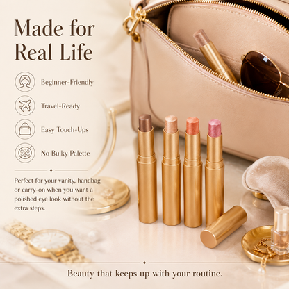 3 in 1 Easy Eyeshadow Stick for Beginners Waterproof Longwear Shimmer Makeup Set