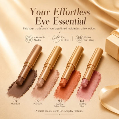 3 in 1 Easy Eyeshadow Stick for Beginners Waterproof Longwear Shimmer Makeup Set
