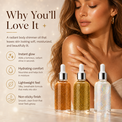 Hydrating Body Shimmer Oil – 3 Luminous Glow Shades