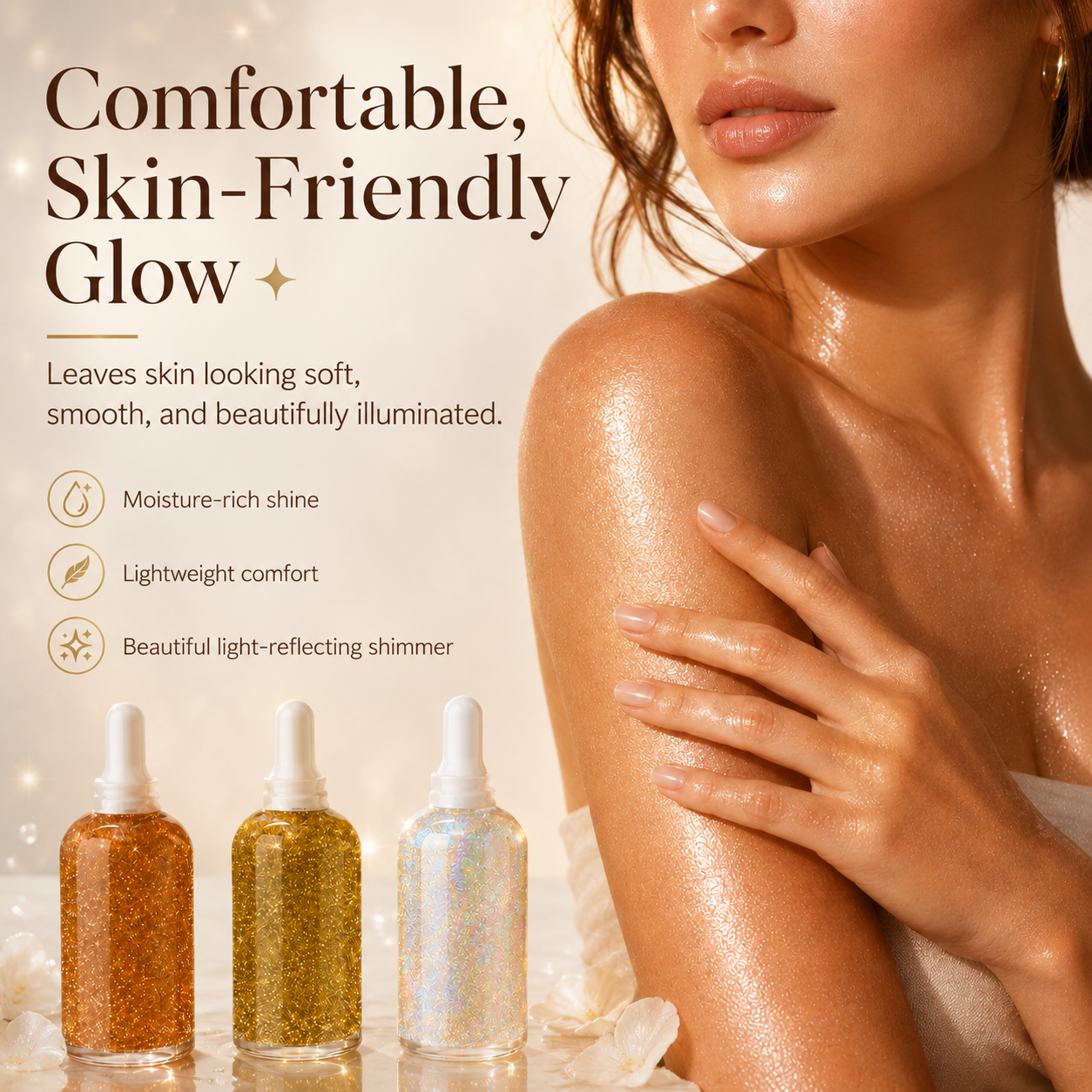 Hydrating Body Shimmer Oil – 3 Luminous Glow Shades