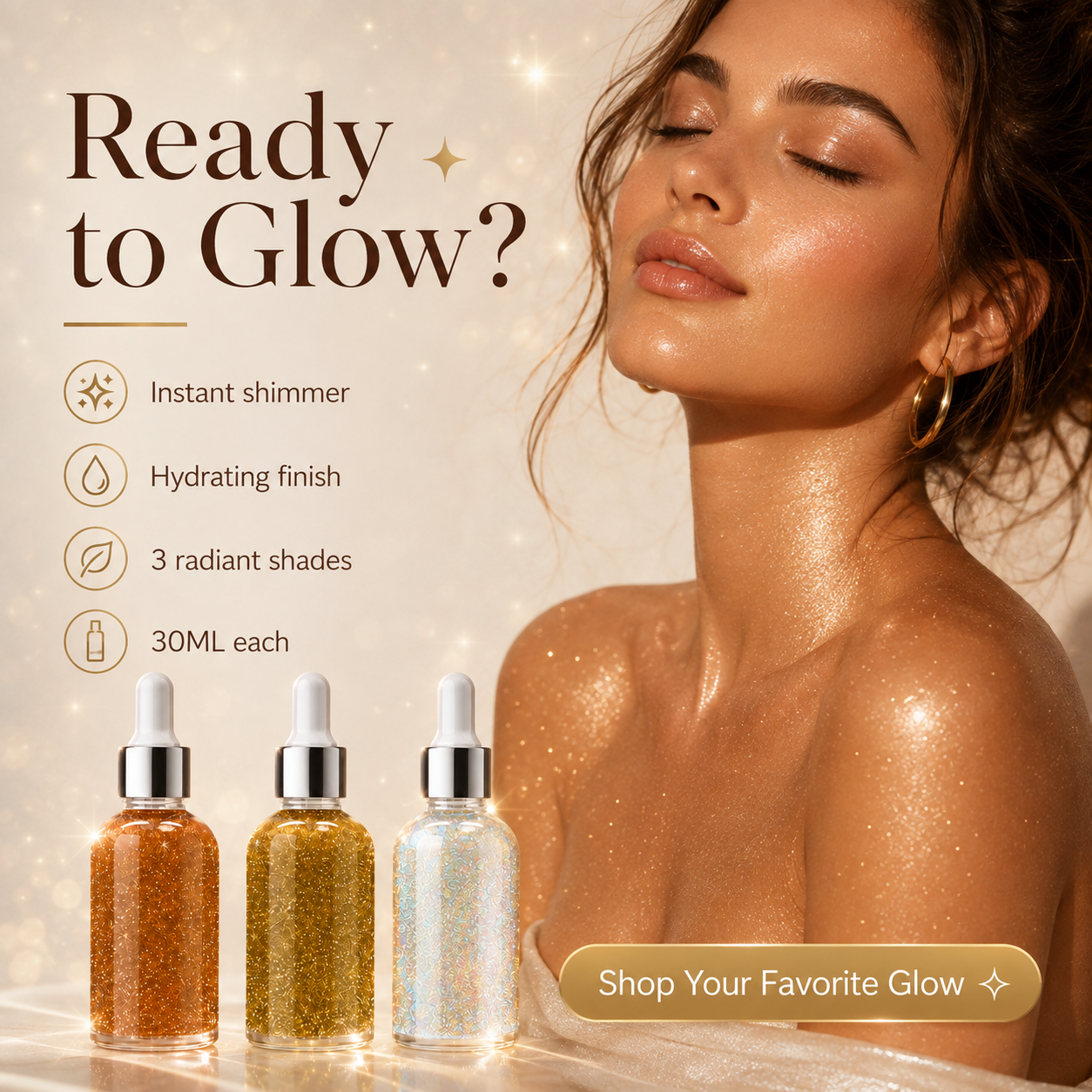 Hydrating Body Shimmer Oil – 3 Luminous Glow Shades