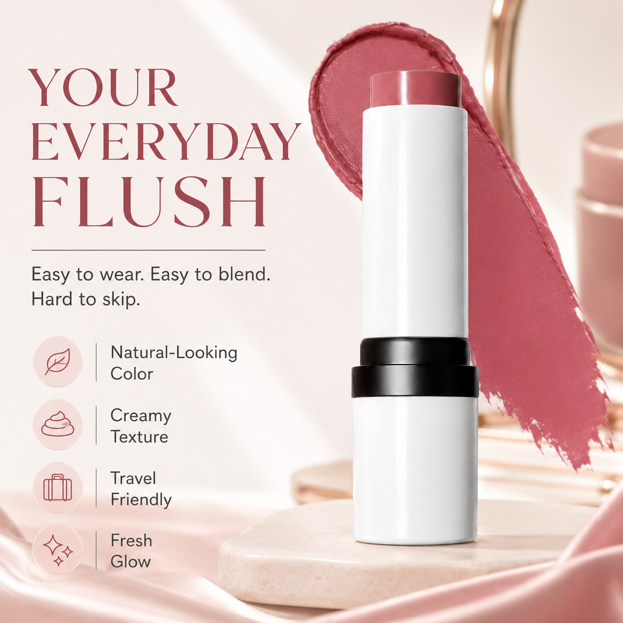 Cream Blush Stick – Blendable Natural Dewy Flush
