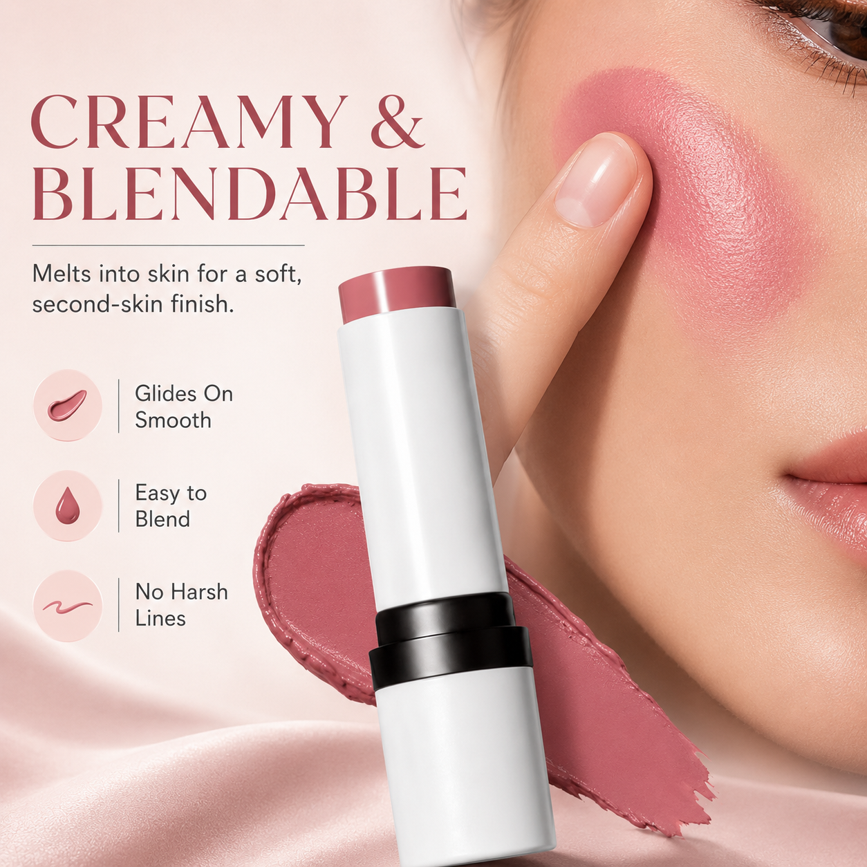 Cream Blush Stick – Blendable Natural Dewy Flush