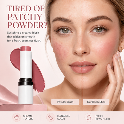 Cream Blush Stick – Blendable Natural Dewy Flush