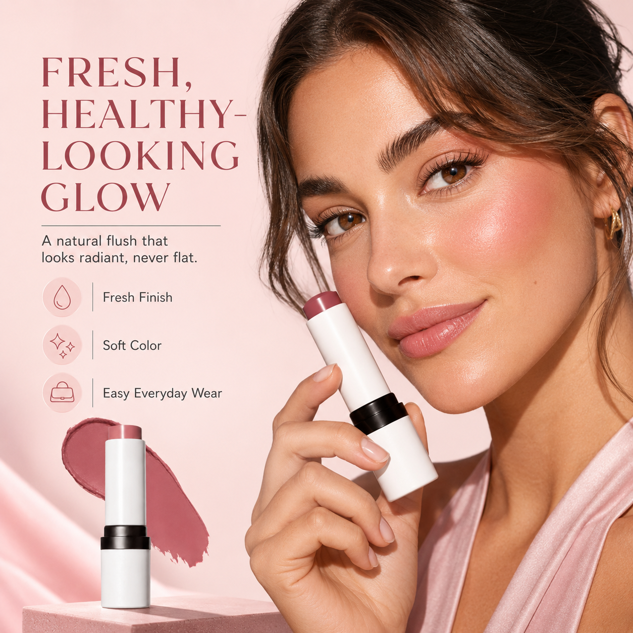 Cream Blush Stick – Blendable Natural Dewy Flush