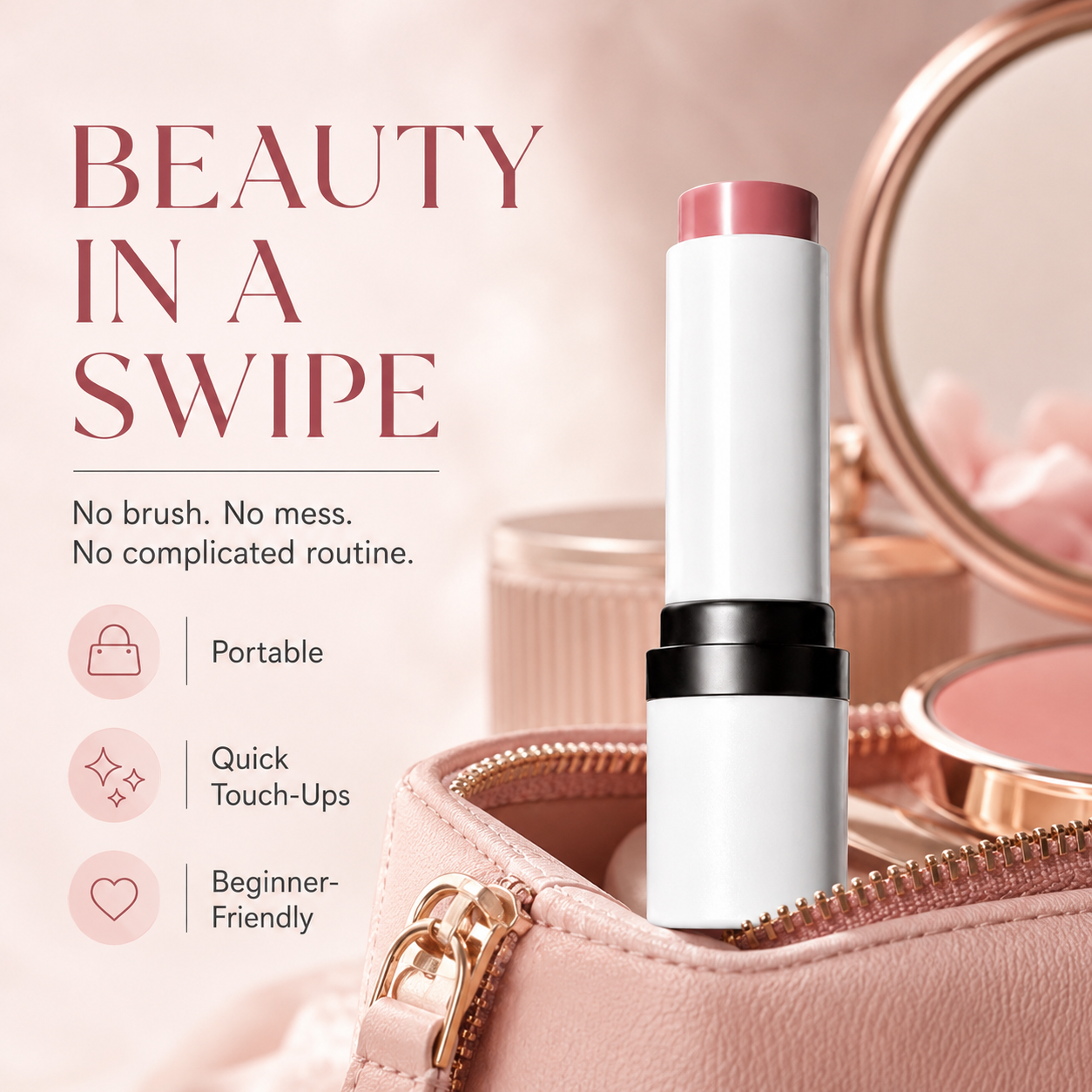 Cream Blush Stick – Blendable Natural Dewy Flush