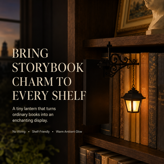 Vintage Bookshelf Lantern – Cozy Decorative Shelf Light
