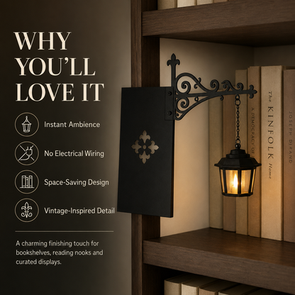 Vintage Bookshelf Lantern – Cozy Decorative Shelf Light