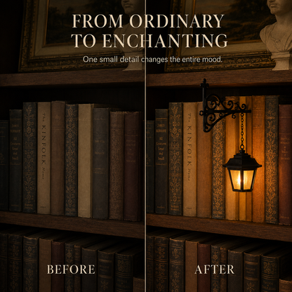 Vintage Bookshelf Lantern – Cozy Decorative Shelf Light