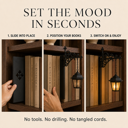 Vintage Bookshelf Lantern – Cozy Decorative Shelf Light