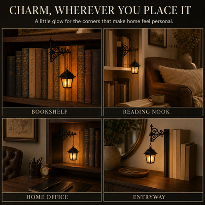 Vintage Bookshelf Lantern – Cozy Decorative Shelf Light
