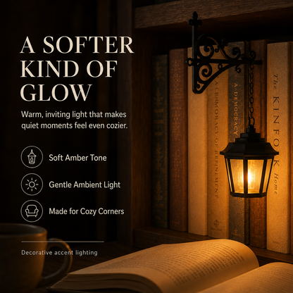 Vintage Bookshelf Lantern – Cozy Decorative Shelf Light