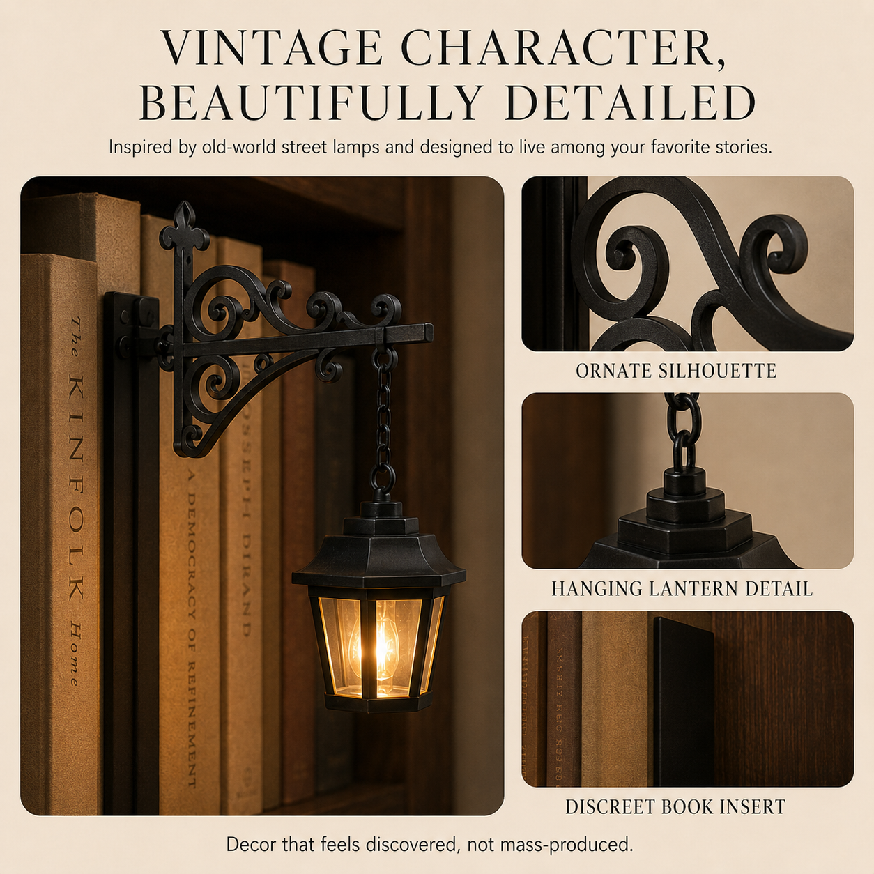 Vintage Bookshelf Lantern – Cozy Decorative Shelf Light
