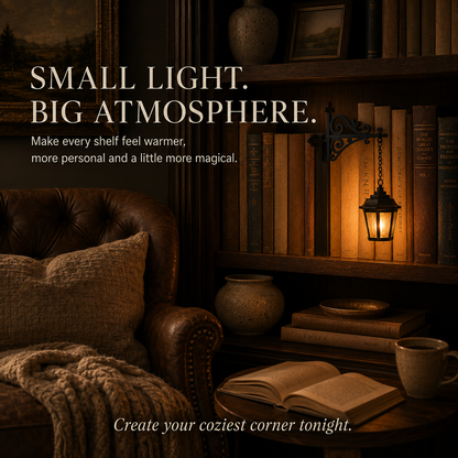 Vintage Bookshelf Lantern – Cozy Decorative Shelf Light