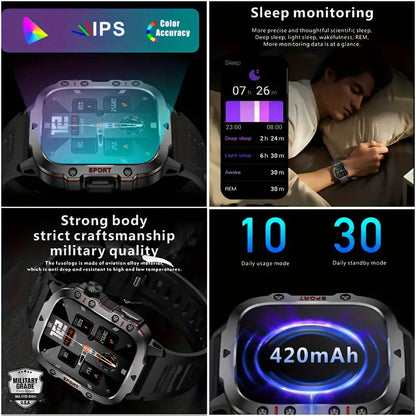 📢📢50% OFF !! ⏰Rugged Outdoor Smart Watch – 100+ Sports Modes