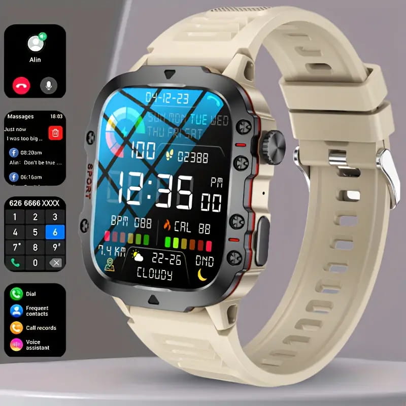 📢📢50% OFF !! ⏰Rugged Outdoor Smart Watch – 100+ Sports Modes