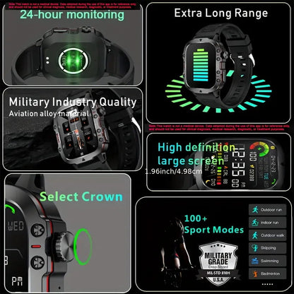 📢📢50% OFF !! ⏰Rugged Outdoor Smart Watch – 100+ Sports Modes