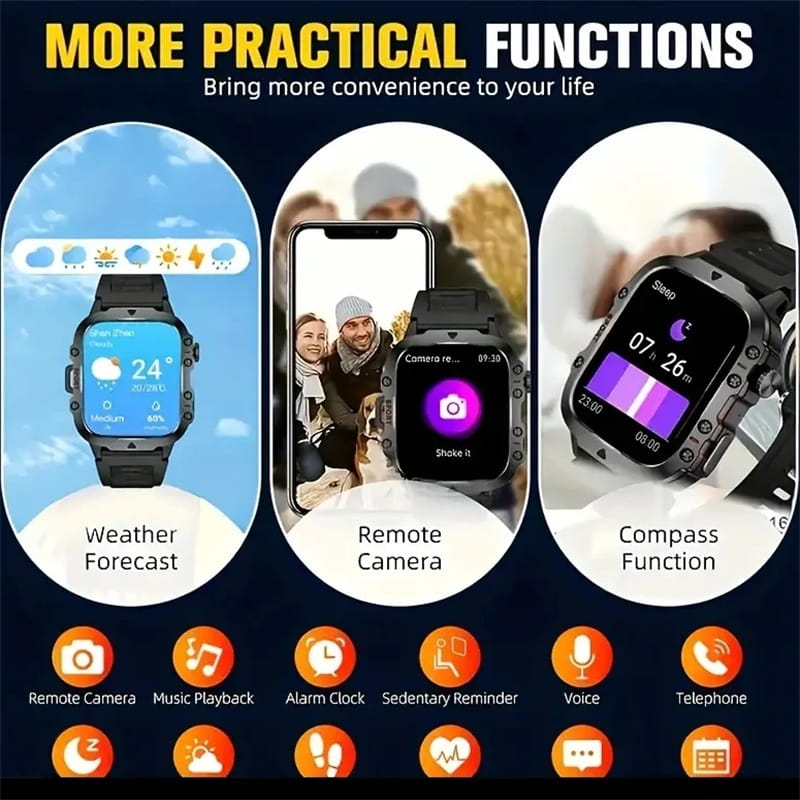 📢📢50% OFF !! ⏰Rugged Outdoor Smart Watch – 100+ Sports Modes