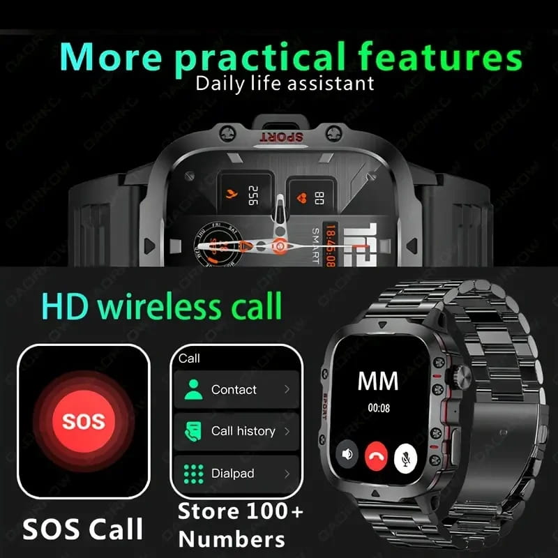 📢📢50% OFF !! ⏰Rugged Outdoor Smart Watch – 100+ Sports Modes