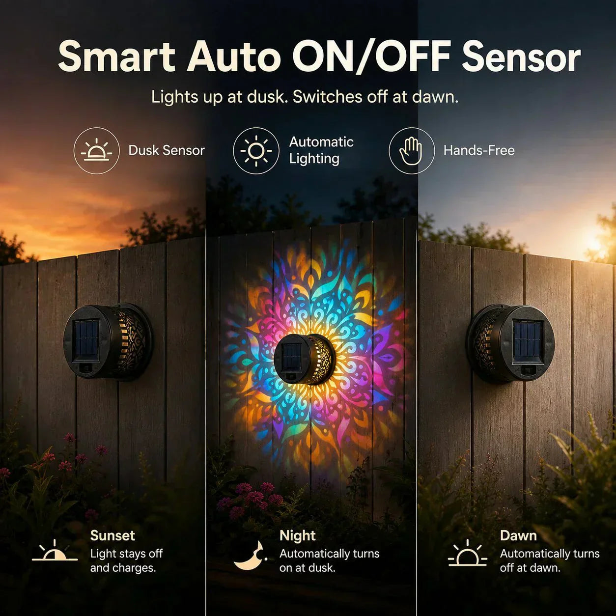 Solar Mandala Light – Stunning Pattern Projection, 2-in-1 Floor & Wall Design