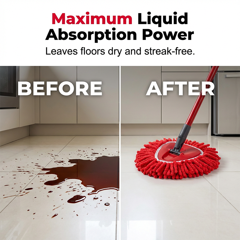 🧹 Chenille Spin Mop Head Replacement – Ultra-Absorbent Microfiber Refill Pads | Wet & Dry Use | Machine Washable | Fits Most Spin Mops ✨