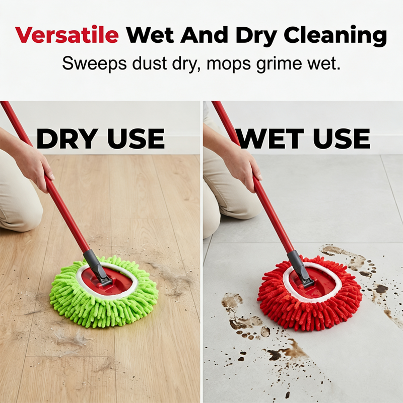 🧹 Chenille Spin Mop Head Replacement – Ultra-Absorbent Microfiber Refill Pads | Wet & Dry Use | Machine Washable | Fits Most Spin Mops ✨