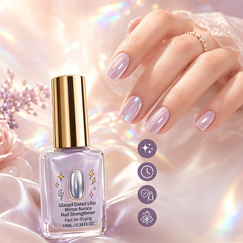 💜✨Lilac Glossy Mirror Nail Strengthener | Fast-Dry Nail Care