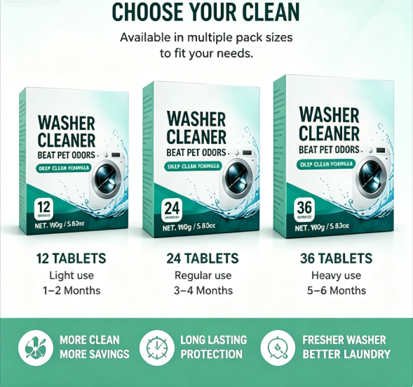 Eco-Friendly Pet Washer Cleaner Tablets – Removes Odors, Hair & Residue