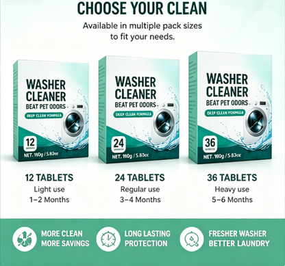 Eco-Friendly Pet Washer Cleaner Tablets – Removes Odors, Hair & Residue