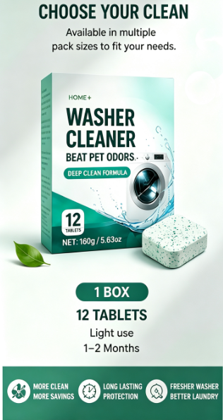 Eco-Friendly Pet Washer Cleaner Tablets – Removes Odors, Hair & Residue