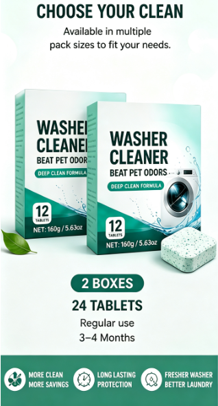 Eco-Friendly Pet Washer Cleaner Tablets – Removes Odors, Hair & Residue