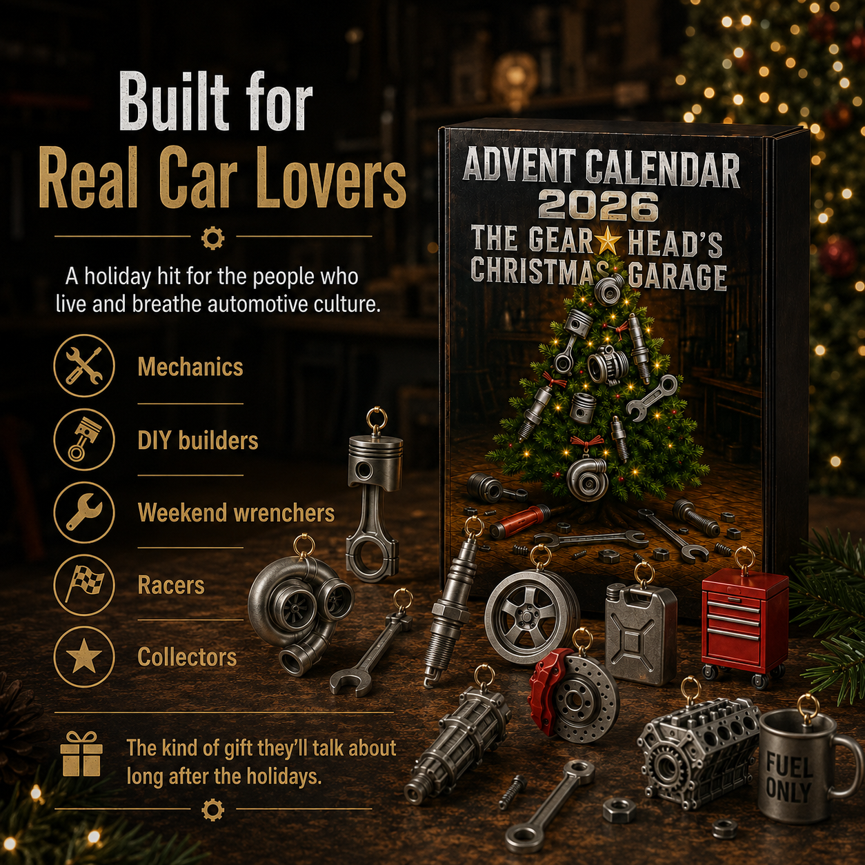 2026 Advent Calendar for Car Lovers | 24 Garage-Inspired Mini Ornaments