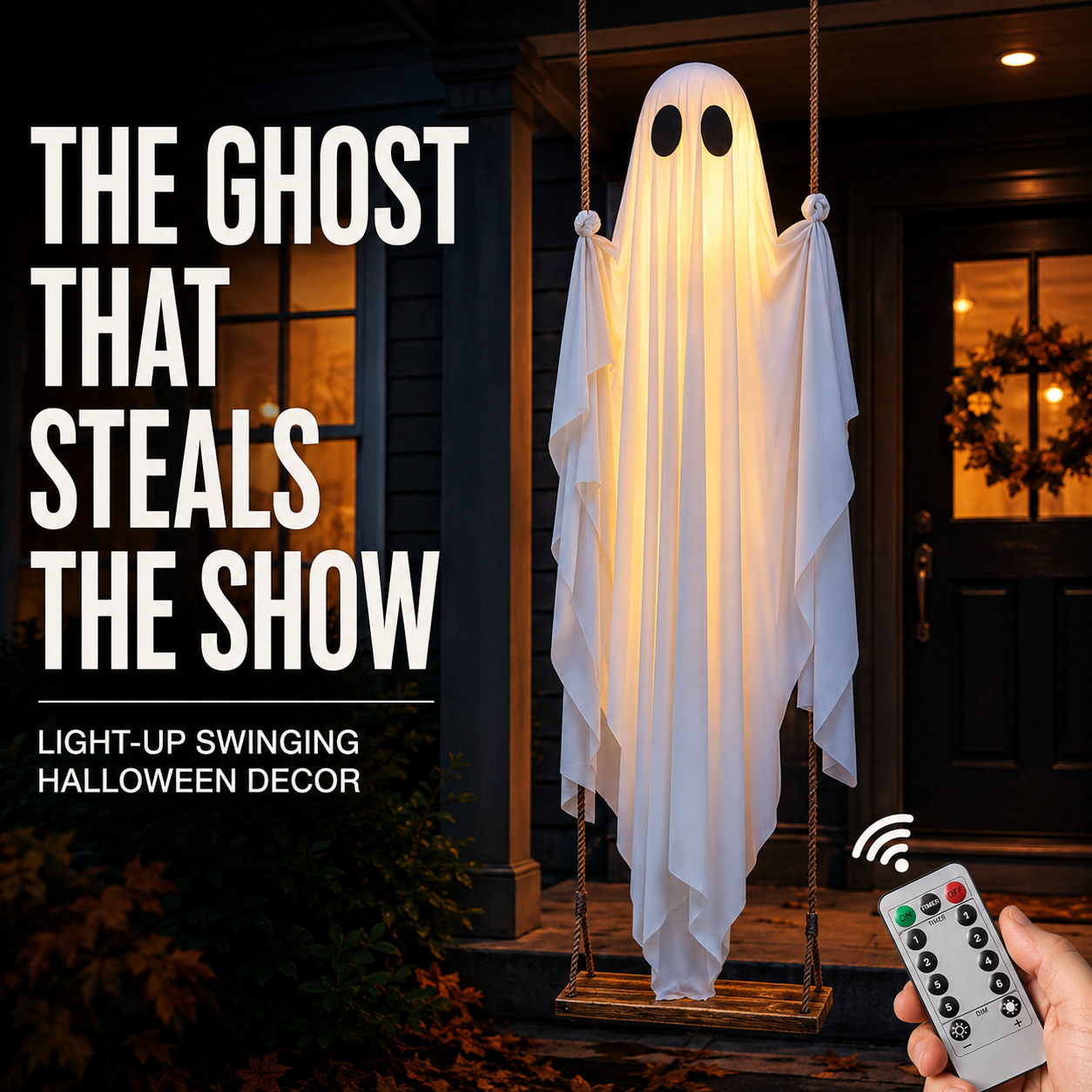 5FT Light-Up Swinging Ghost with Remote Control