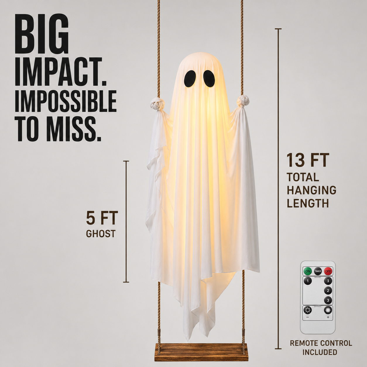 5FT Light-Up Swinging Ghost with Remote Control