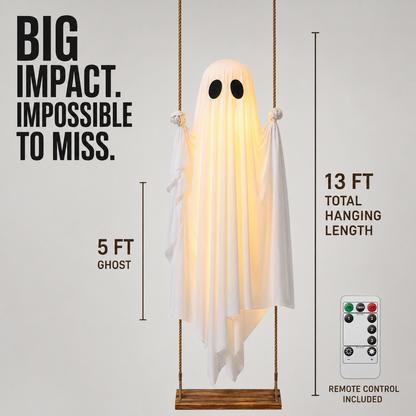 5FT Light-Up Swinging Ghost with Remote Control