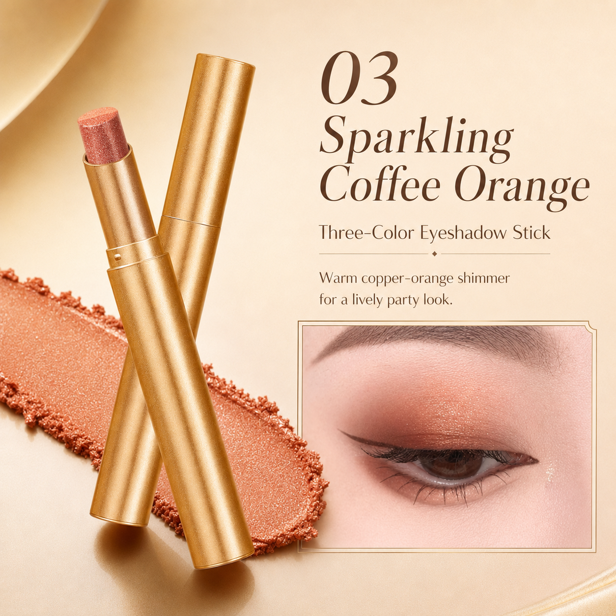 3 in 1 Easy Eyeshadow Stick for Beginners Waterproof Longwear Shimmer Makeup Set